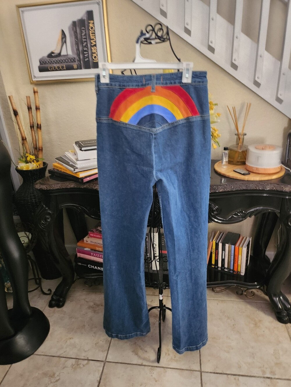 FREE PEOPLE DRIFTWOOD SOMEWHERE OVER THE RAINBOW FLARE JEANS size 30 - Picture 4 of 6